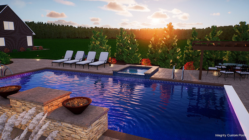Piedmont House with pool against house